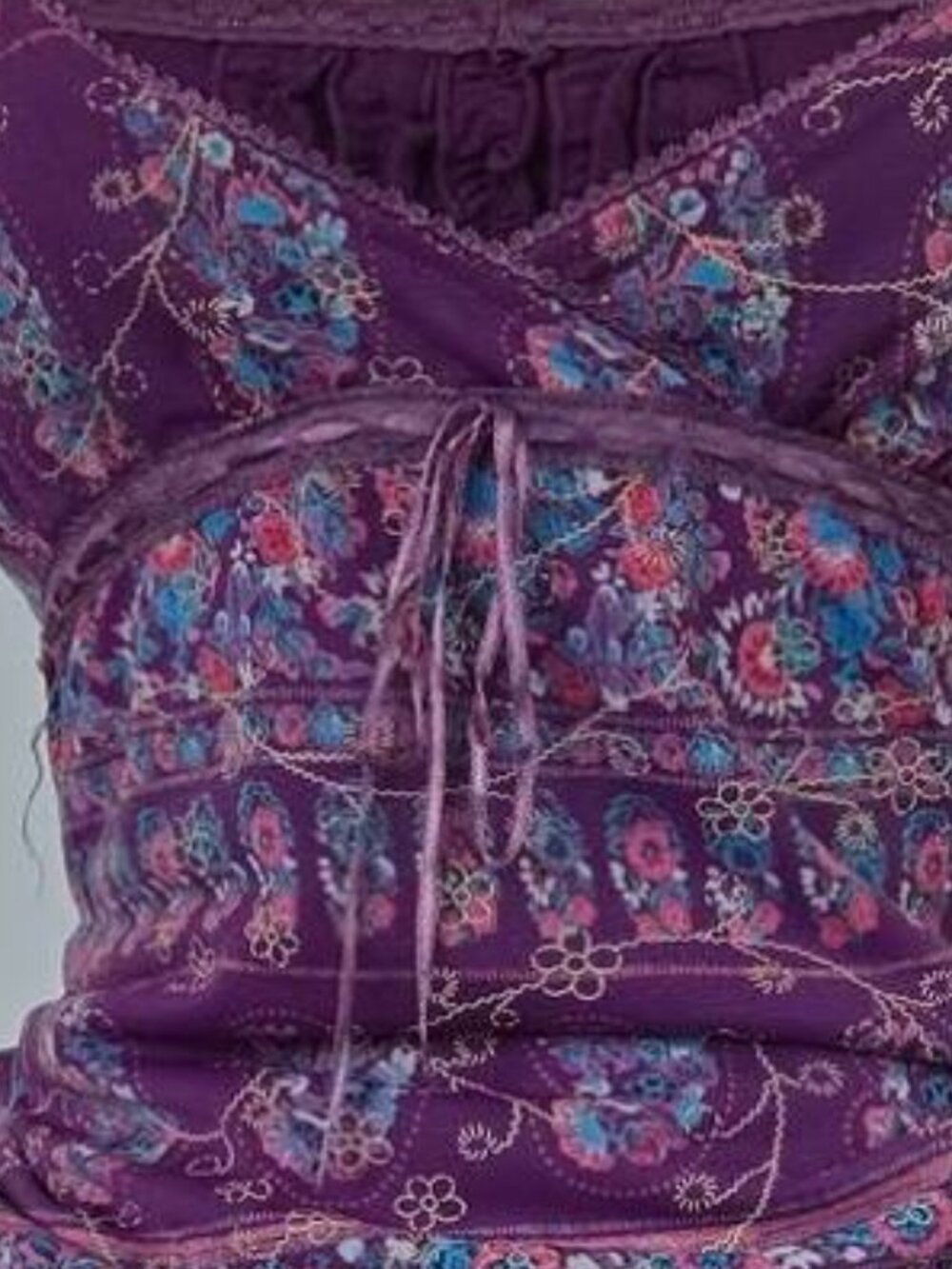 Y2K Purple Floral Babydoll Cami Top - Picture 4 of 5
